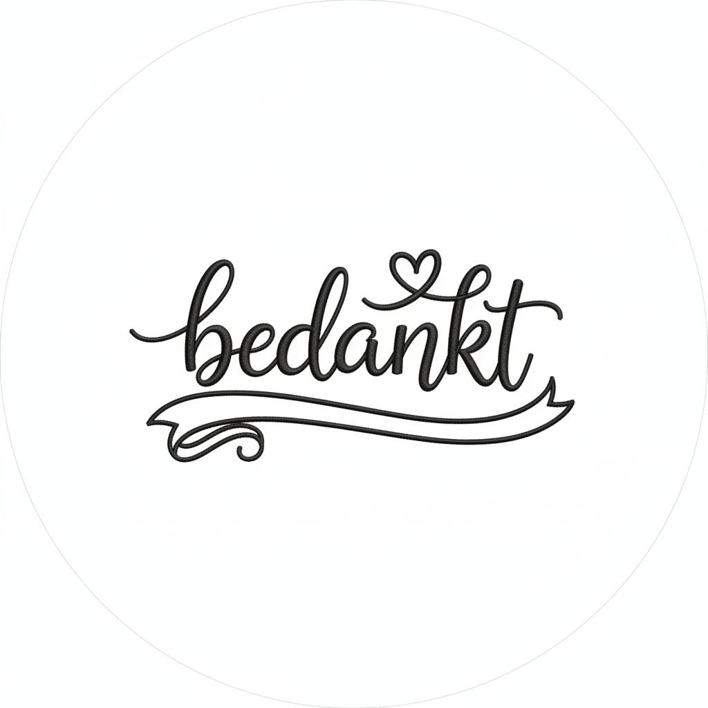 Bedankje met naam geborduurd