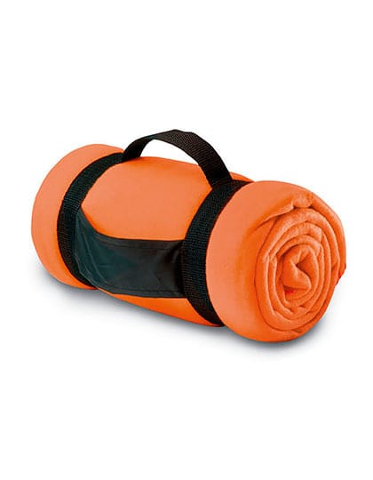 Plaid borduren fel oranje fleece 150x120 cm
