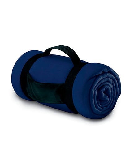 Plaid borduren marineblauw fleece 150x120 cm
