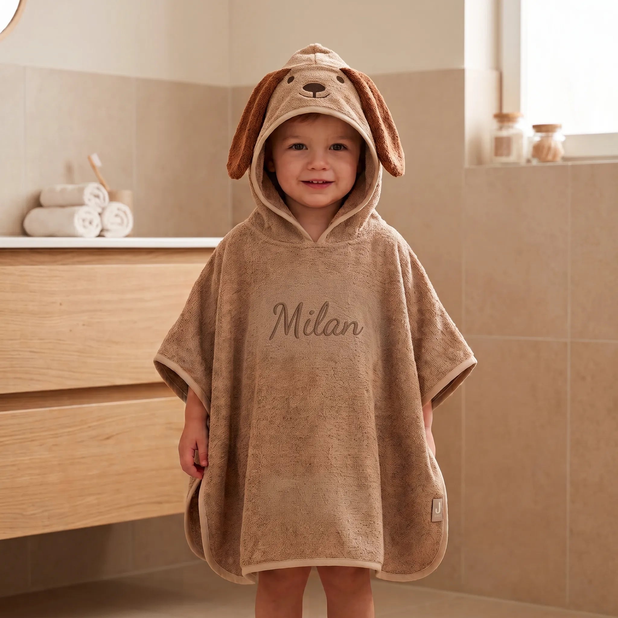Badponcho Diego met Naam milan geborduurd
