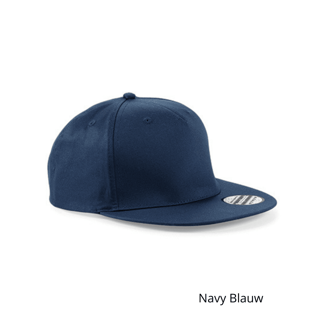 Blauwe pet met eigen naam, persoonlijke snapback met verstelbare sluiting
