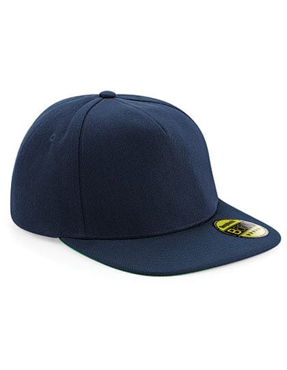 Blauwe snapback pet met naam geborduurd, 5-panel pet met platte klep