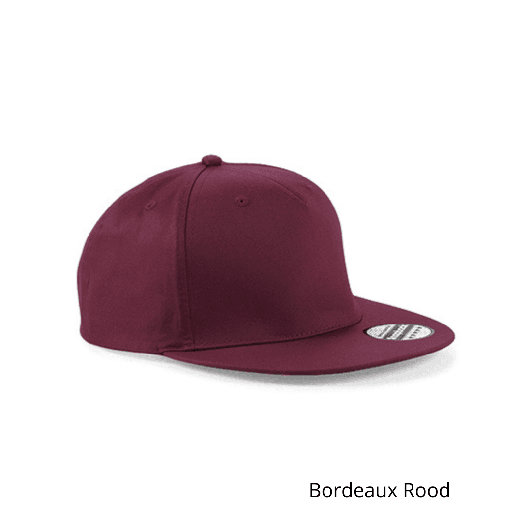Burgundy snapback pet met naam geborduurd, persoonlijke 5-panel pet