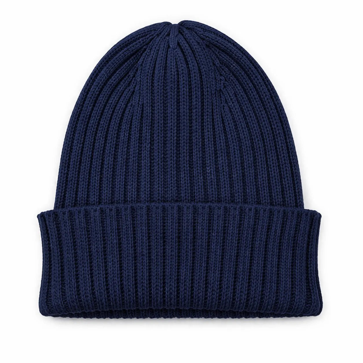 Donkerblauwe wintermuts voor kind met persoonlijke naam op de omslag