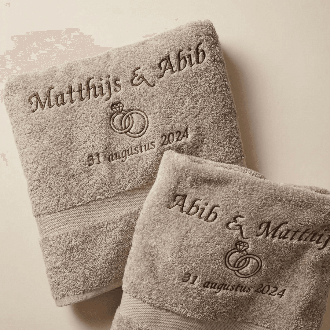 Badhanddoekenset huwelijk – 70 x 140 cm