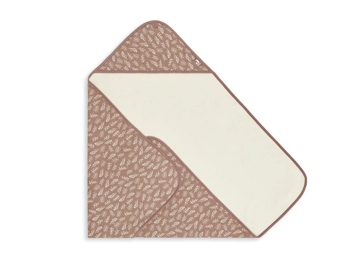 Jollein badcape Meadow met naam geborduurd in bruin