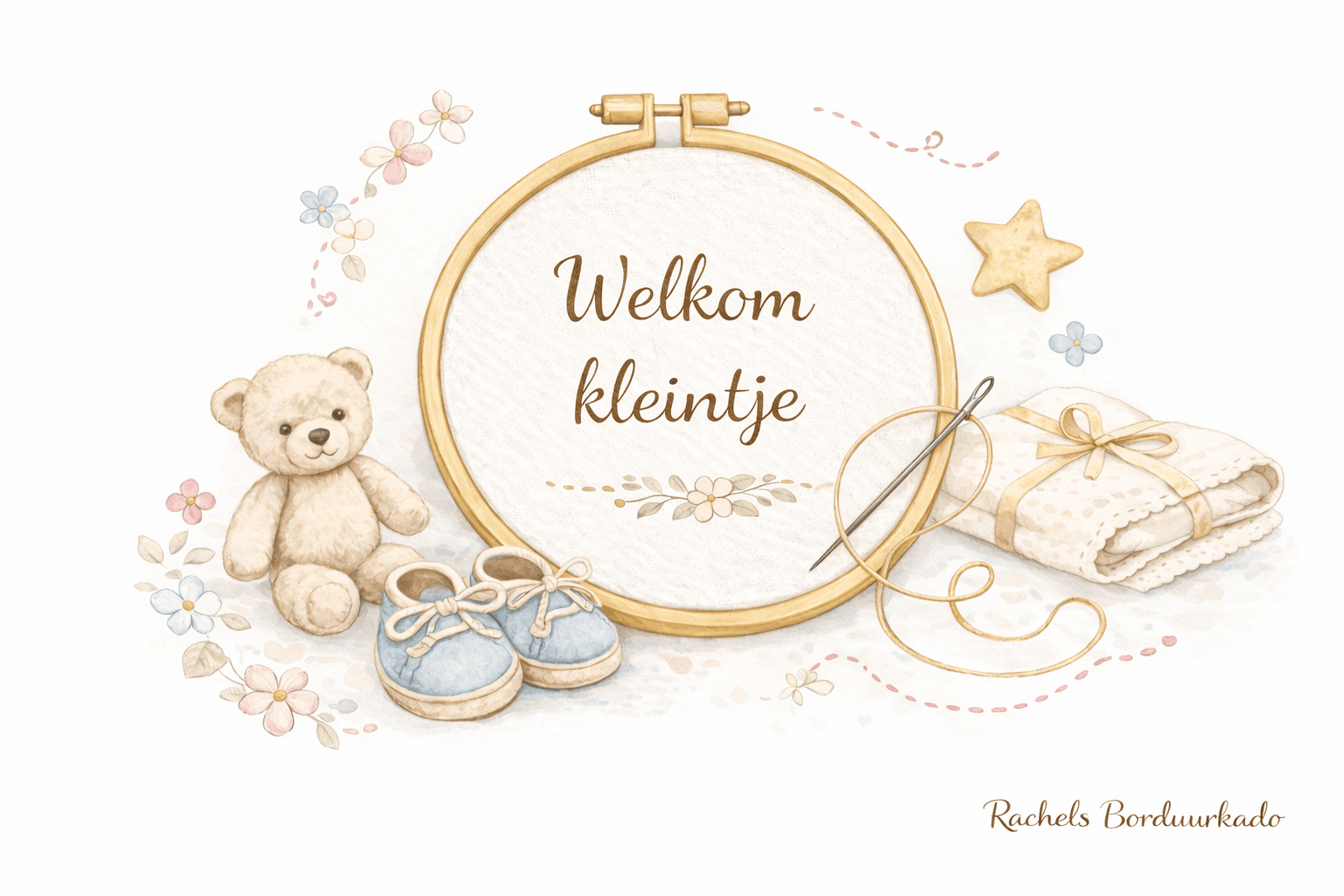 Kaartje voor een geboorte met welkom kleintje