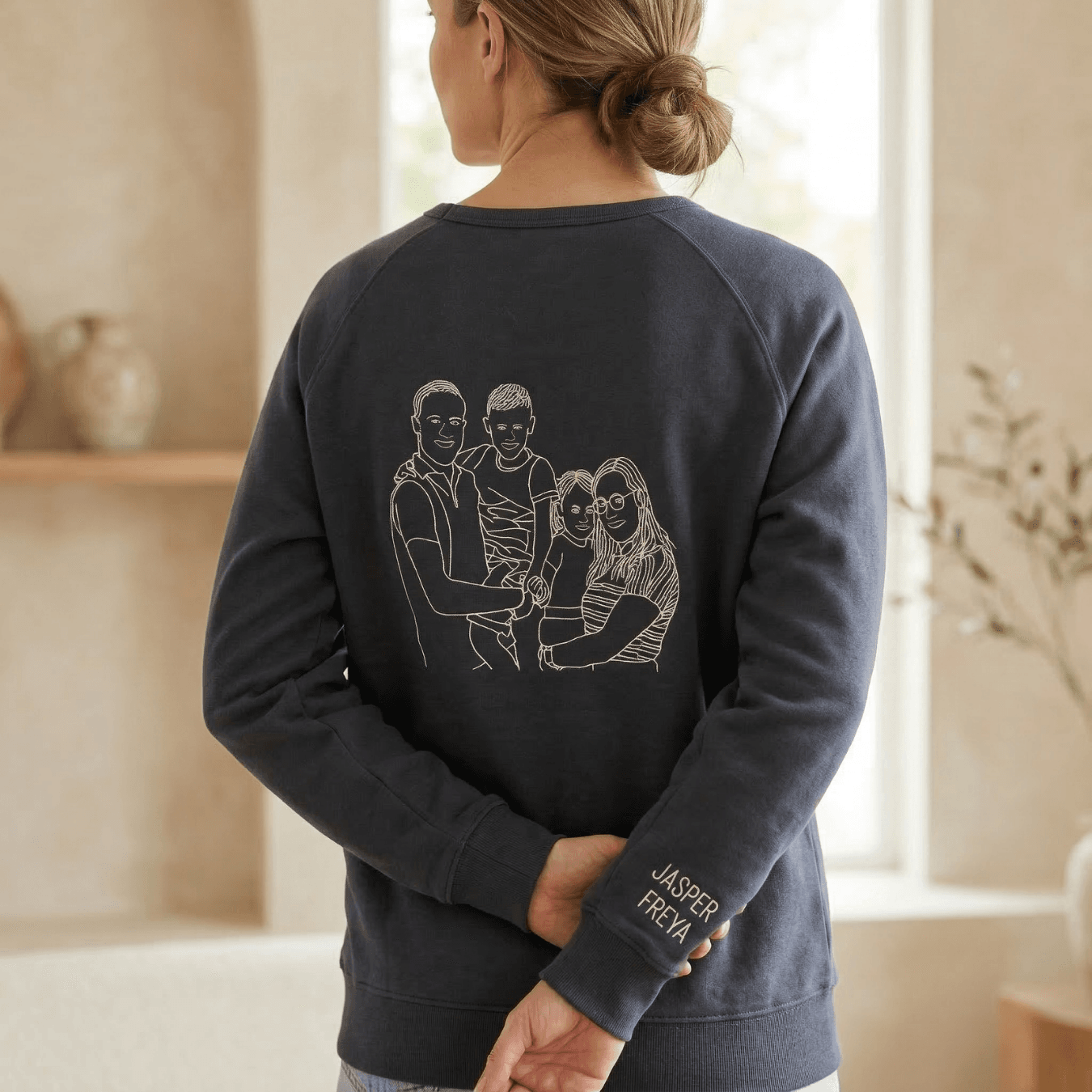 Trui met lijntekening van foto laten borduren - Persoonlijk Cadeau