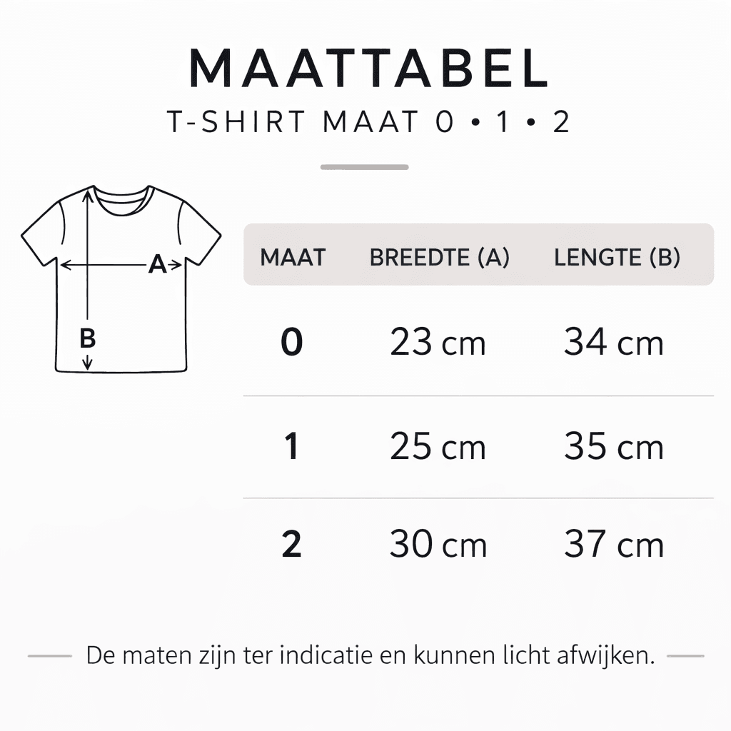 maattabel baby oranje shirt
