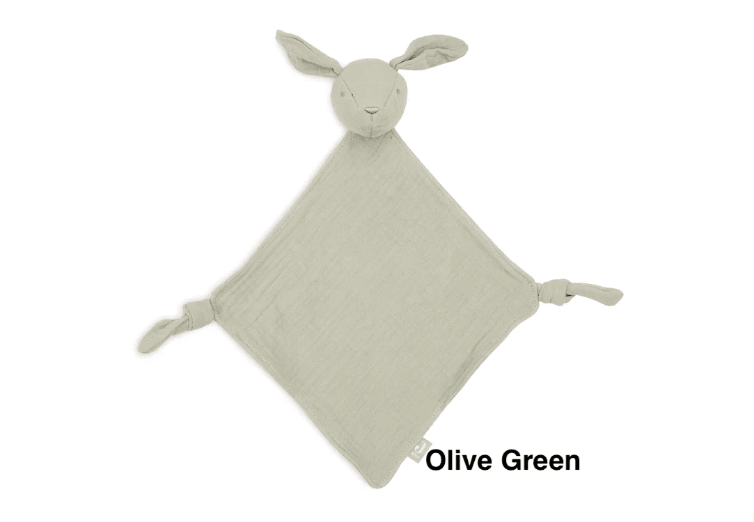 Speendoekje met naam in diverse kleuren – Moonstone, Nougat, Olive Green en Wild Rose
