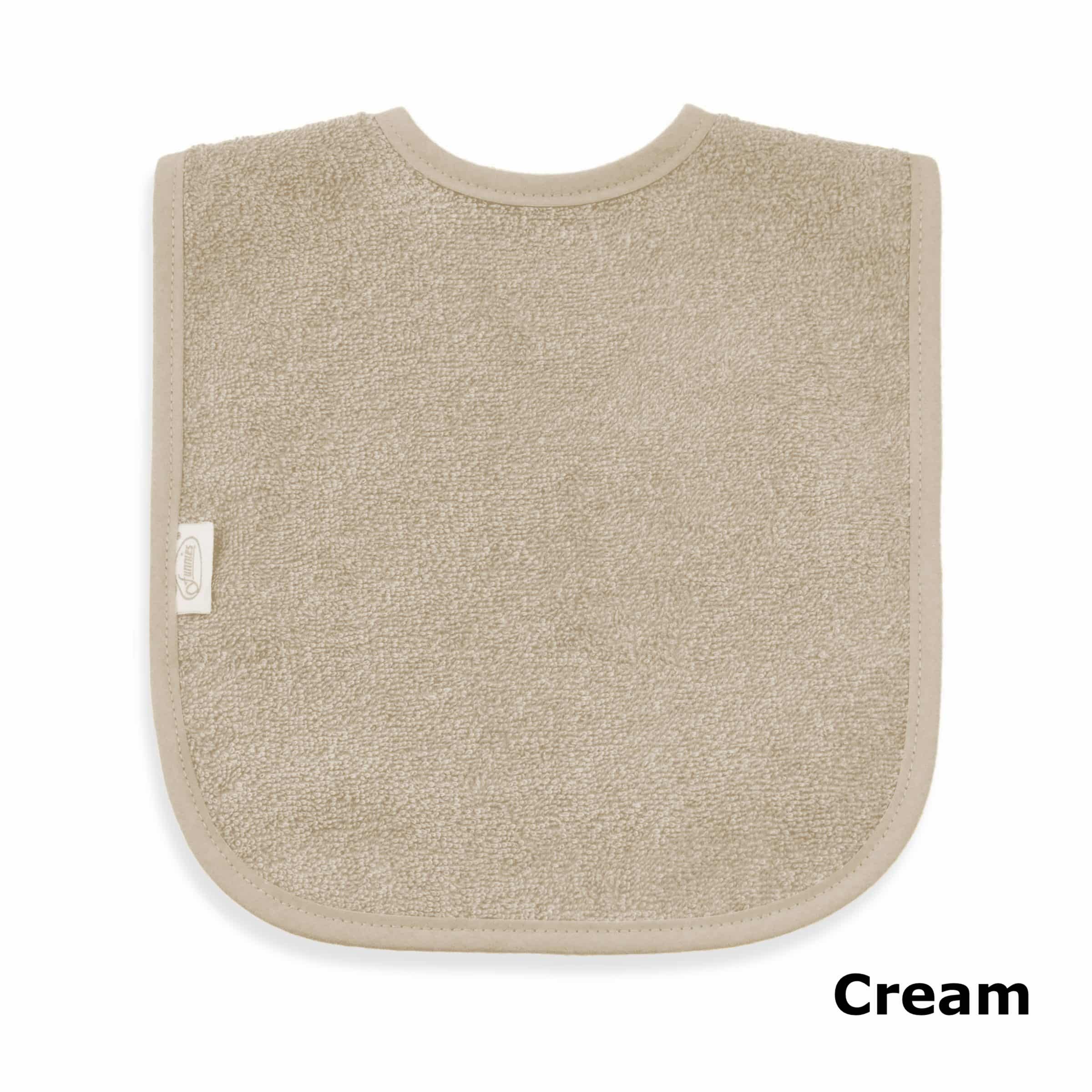 Cream slab met naam geborduurd, crèmekleurig persoonlijk slabbetje voor baby