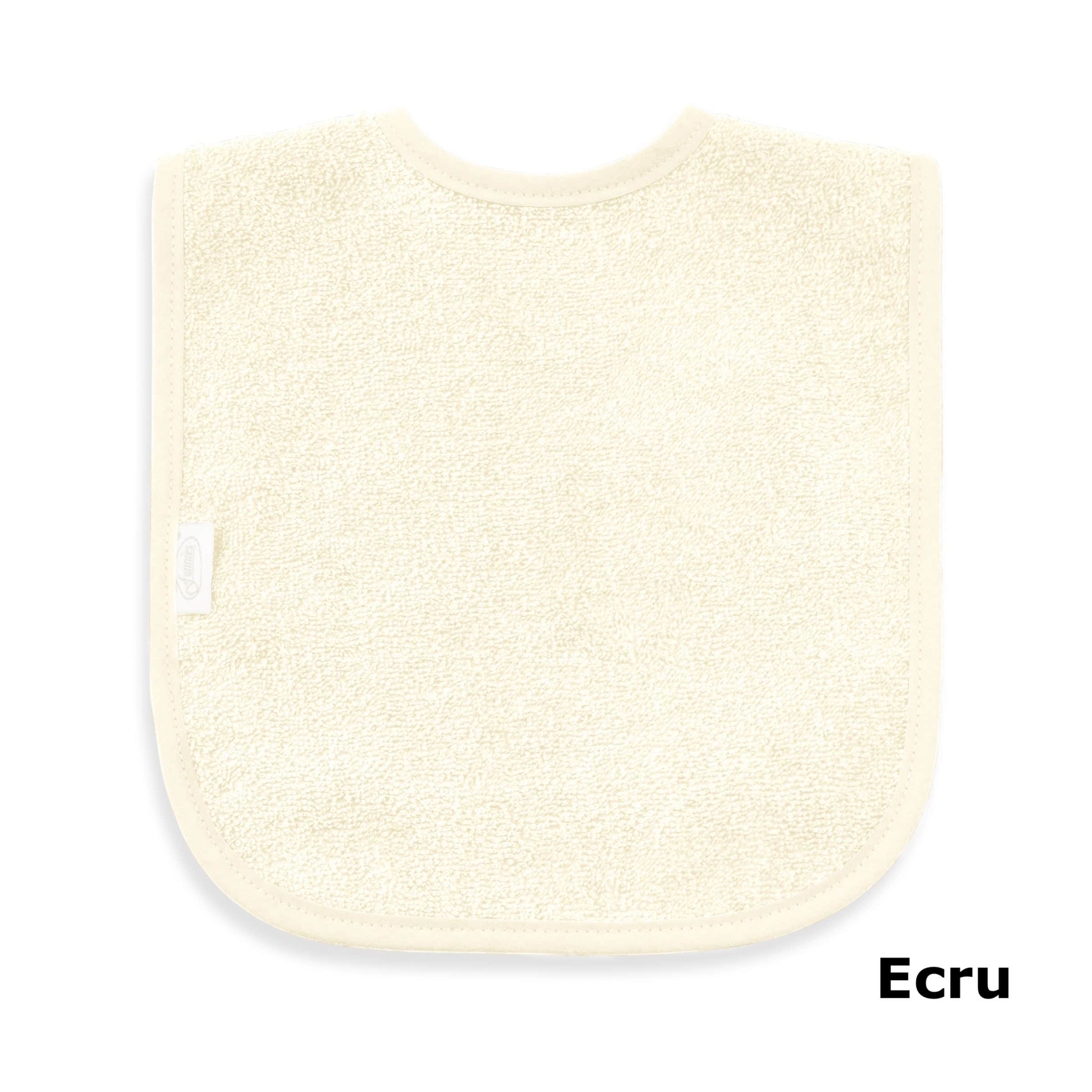 Ecru slab met naam geborduurd, neutraal persoonlijk slabbetje voor baby