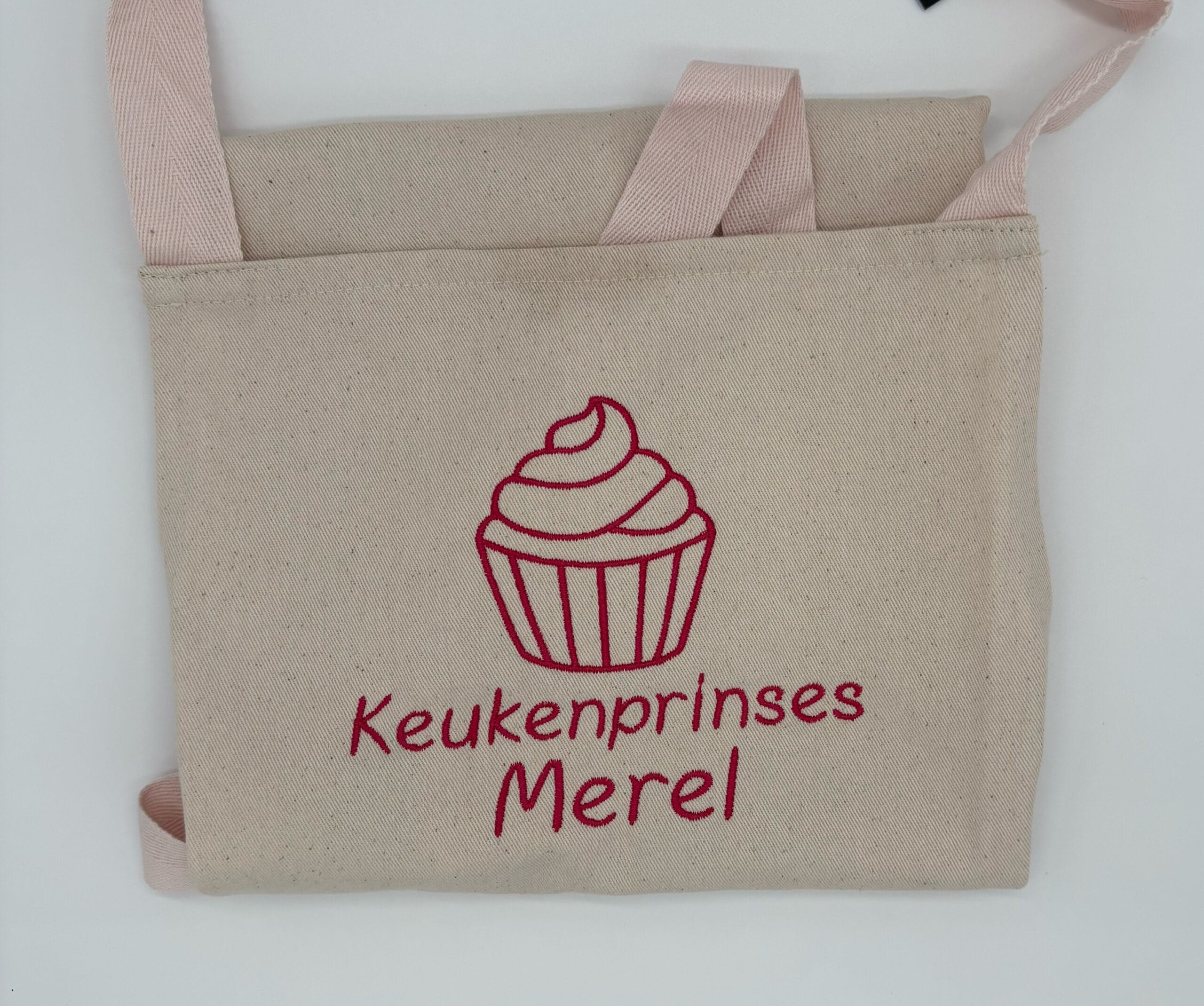 Kinderkeukenschort met naam geborduurd – Naturel