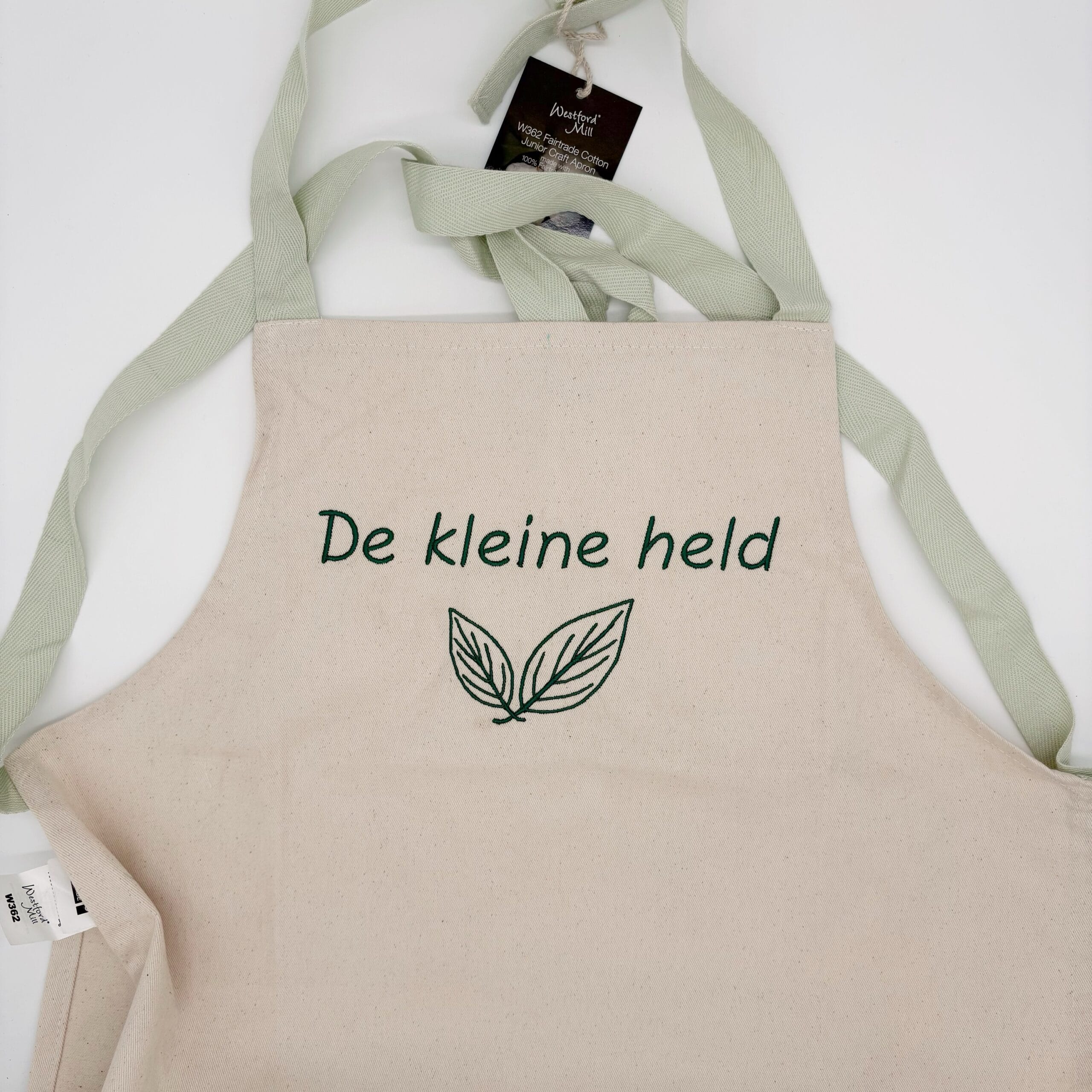 Kinderkeukenschort met naam geborduurd – Naturel