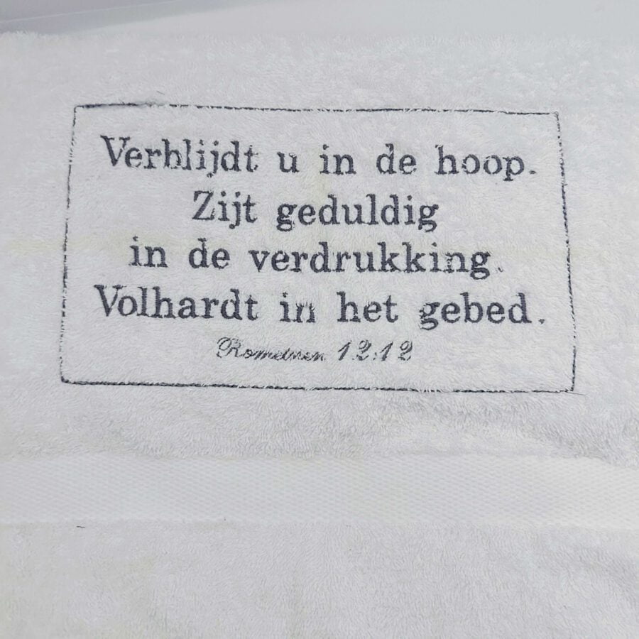 Handdoek met Bijbeltekst - twee maten
