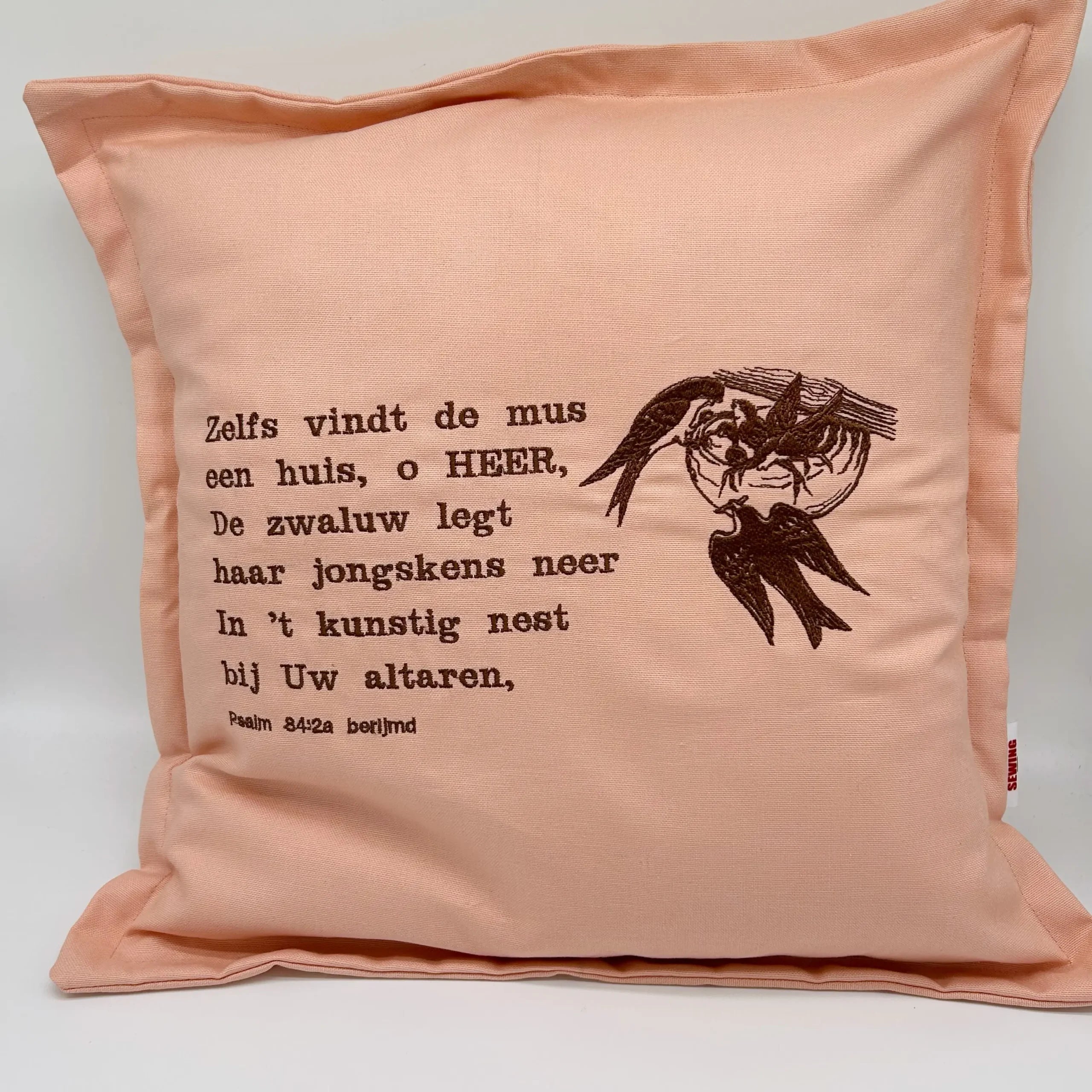 Kussen met Bijbeltekst en afbeelding 40x40 cm