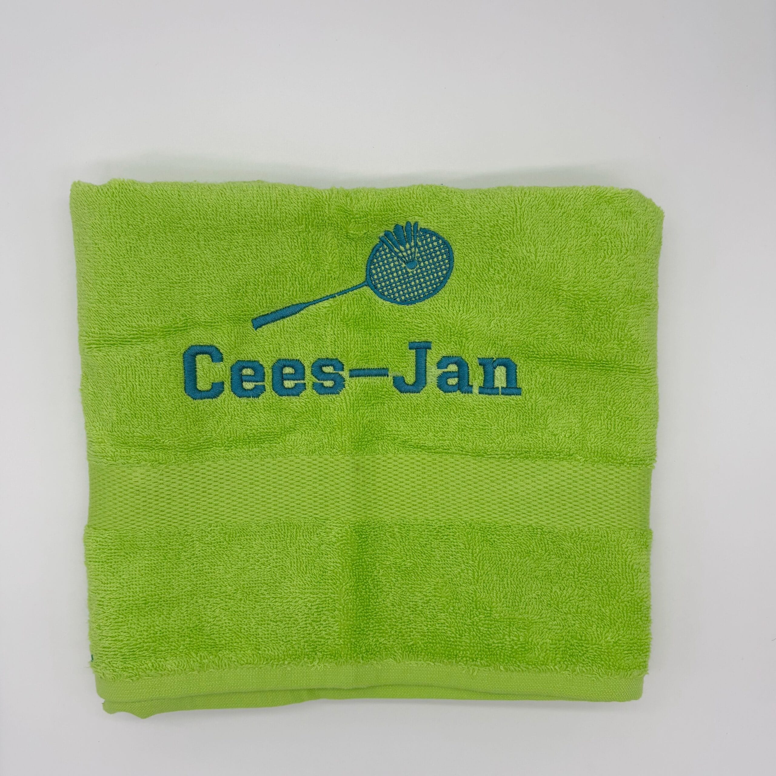 sporthanddoek met naam en badminton