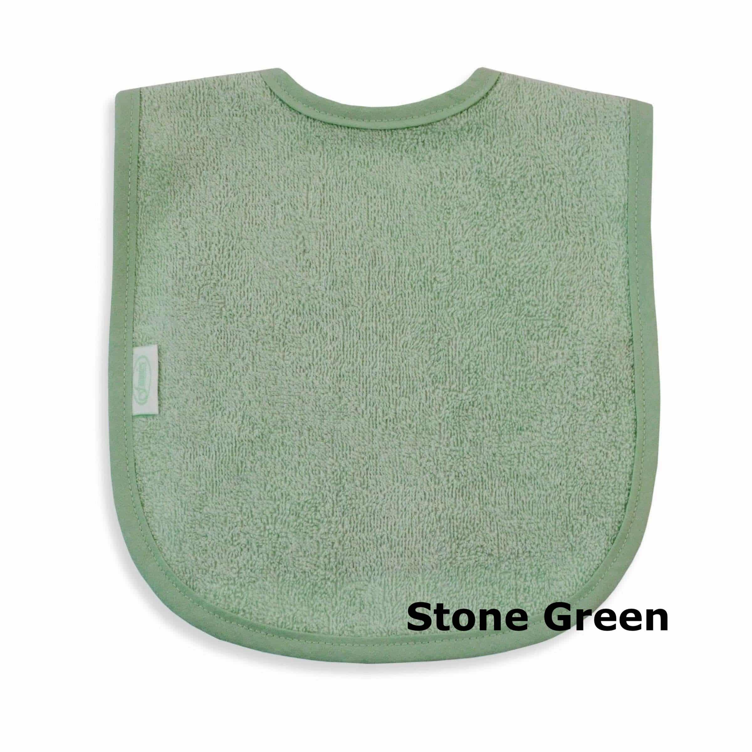 Stone Green slab met naam geborduurd, groen persoonlijk slabbetje voor baby
